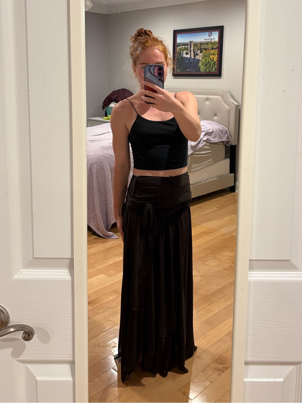 Dark Brown Maxi Skirt with Waist Tie